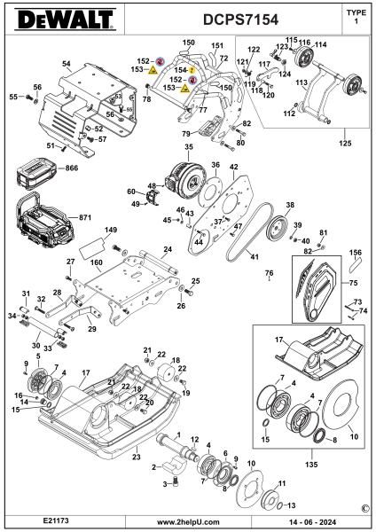 DEWALT Ersatzteile COMPACTOR DCPS7154N Typ: 1 XJ