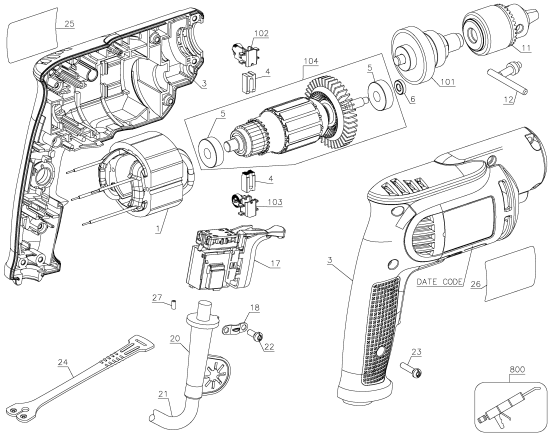 DEWALT Ersatzteile DWE1014 Typ: 1 QU