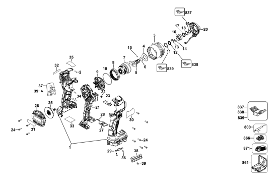 DEWALT Ersatzteile SCHLAGSCHRAUBER DCF850P1 Typ: 1 QU