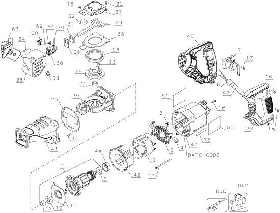 DEWALT Ersatzteile SCHNITTSÄGE DW304PK Typ: 3 QU