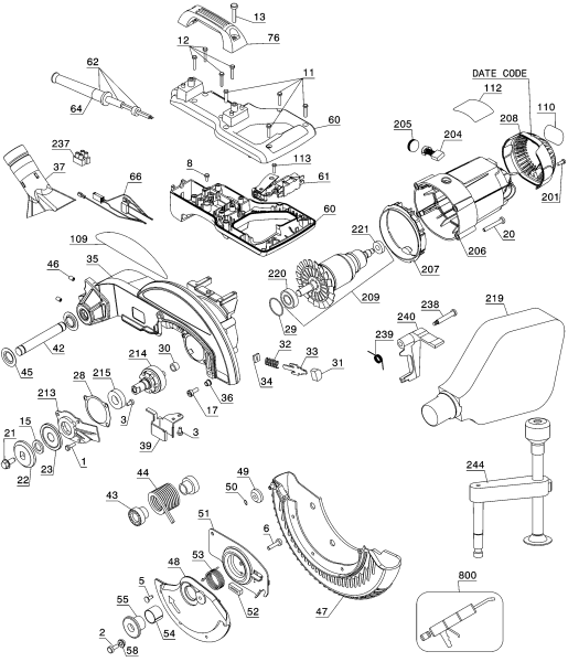 DEWALT Ersatzteile GEHRUNGSSÄGE DW713 Typ: 3 KS