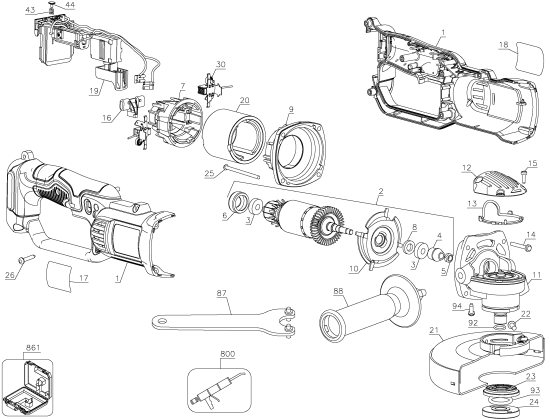 DEWALT Ersatzteile WINKELSCHLEIFER DCG412 Typ: 1 XJ