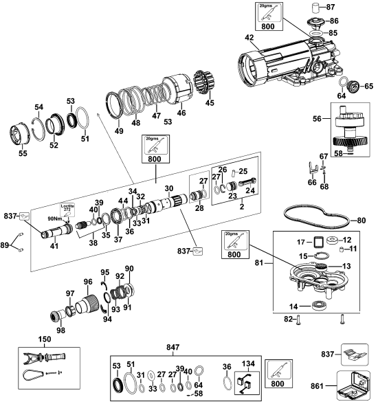 DEWALT Ersatzteile MEISSELHAMMER D25810K Typ: 2 QU