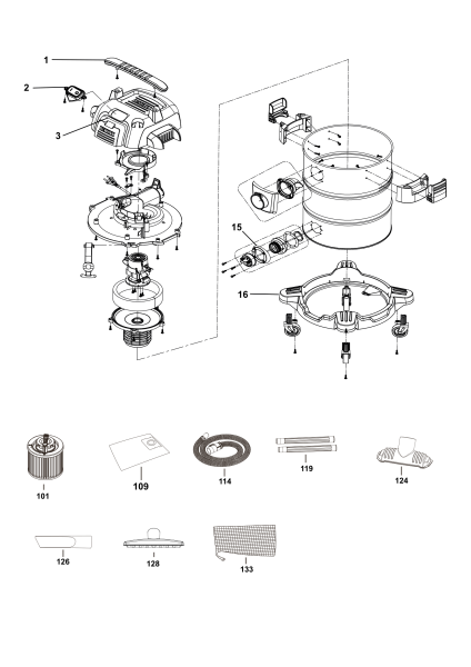 DEWALT Ersatzteile STAUBSAUGER DXV30SA Typ: 1 QS