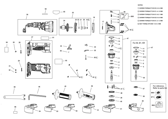 DEWALT Ersatzteile KLEINER WINKELSCHLEIFER DCG407P1 Typ: 1 QU