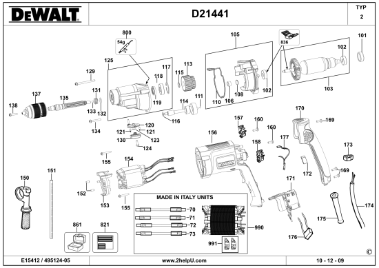 DEWALT Ersatzteile BOHRER D21441 Typ: 2 QS