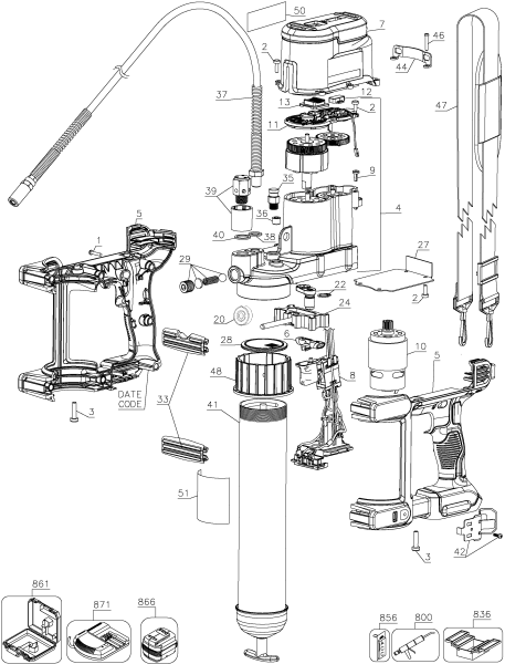DEWALT Ersatzteile DCGG571B Typ: 1 QU