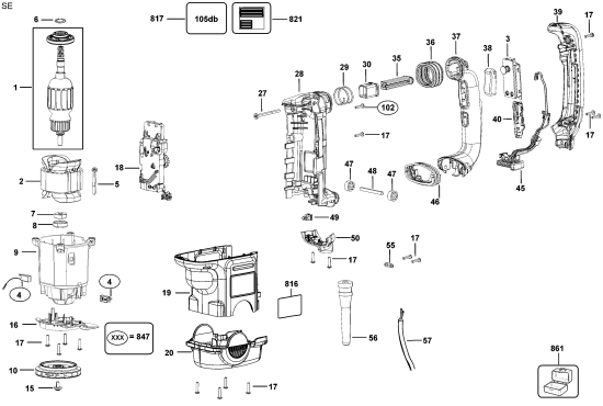 DEWALT Ersatzteile DREHHAMMER D25721K Typ: 1 QU
