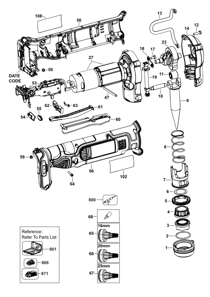 DEWALT Ersatzteile PEX EXPANDER DCE400D2 Typ: 2 QW