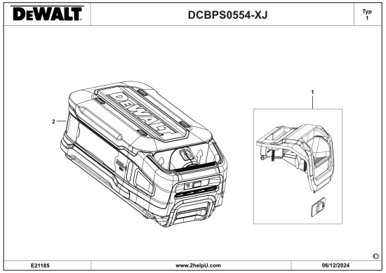 DEWALT Ersatzteile AKKU 55.4V - 10AH - 554WH DCBPS0554 Typ: 1 XJ