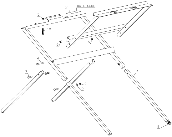 DEWALT Ersatzteile BEINSTÄNDER DWE74912 Typ: 1 QU