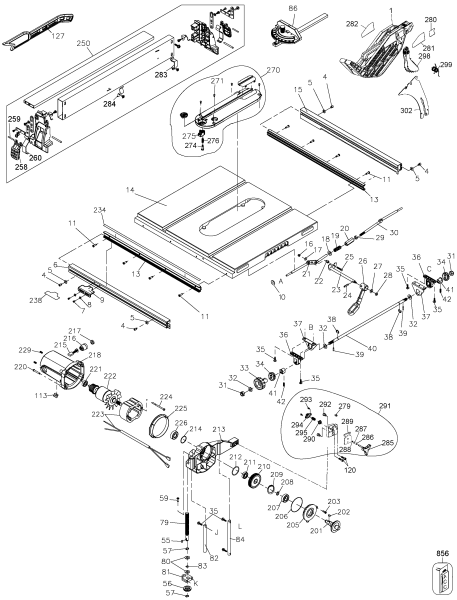 DEWALT Ersatzteile TISCH SAGEN DW745 Typ: 20 QU
