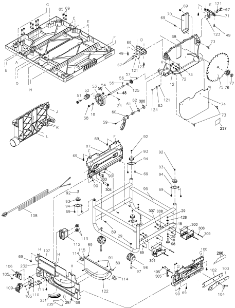 DEWALT Ersatzteile TISCH SAGEN DW745 Typ: 20 QU