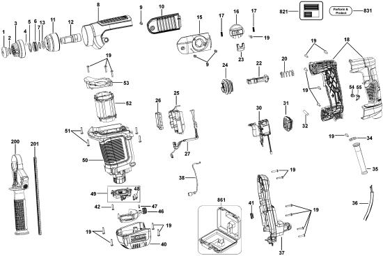 DEWALT Ersatzteile BOHRHAMMER D25416K Typ: 1 QU