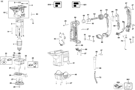 DEWALT Ersatzteile DREHHAMMER D25601K Typ: 1 QU