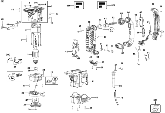 DEWALT Ersatzteile DREHHAMMER D25603K Typ: 1 QU