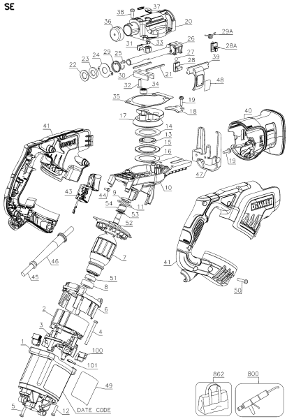 DEWALT Ersatzteile SÄBELSÄGE DWE357 Typ: 2 QU