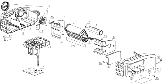 DEWALT Ersatzteile ARBEITS-LICHT DCL060 Typ: 1 QU