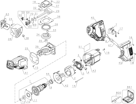 DEWALT Ersatzteile SÄBELSÄGE DWE305PK Typ: 1 QS