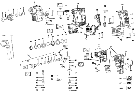 DEWALT Ersatzteile DCH273B Typ: 1 QU
