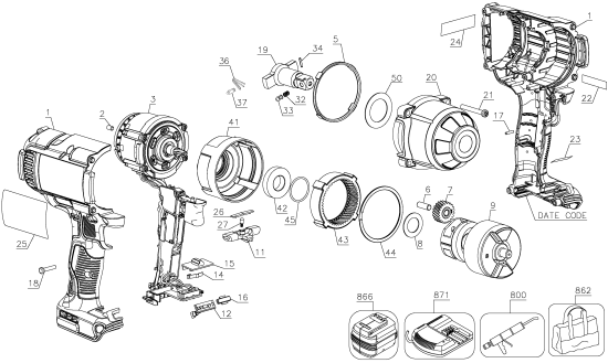 DEWALT Ersatzteile DCF899B Typ: 1 QU
