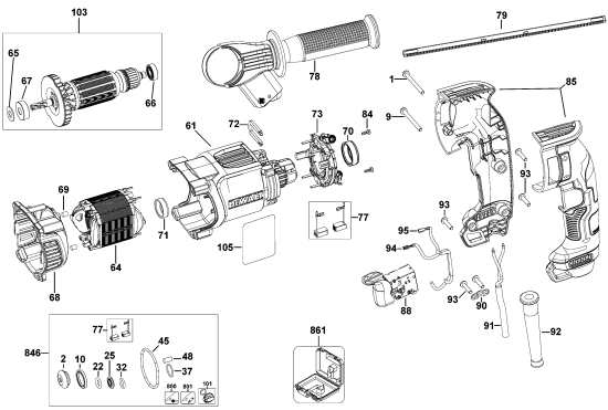 DEWALT Ersatzteile DREHHAMMER D25133K Typ: 1 QU
