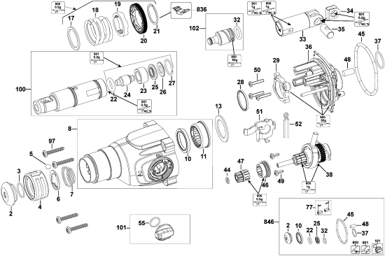 DEWALT Ersatzteile DREHHAMMER D25133K Typ: 1 QU