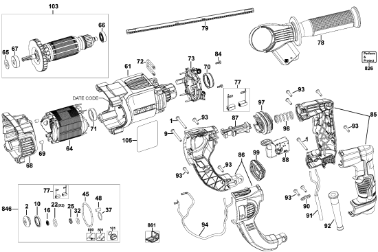 DEWALT Ersatzteile D25262K Typ: 1 QU
