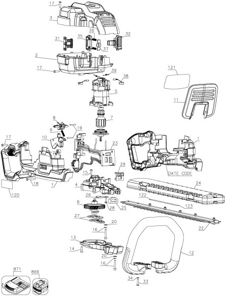 DEWALT Ersatzteile DCHT860M1 Typ: 1 QU