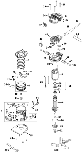 DEWALT Ersatzteile LAMELLENTRIMMER DWE6000 Typ: 1 QU