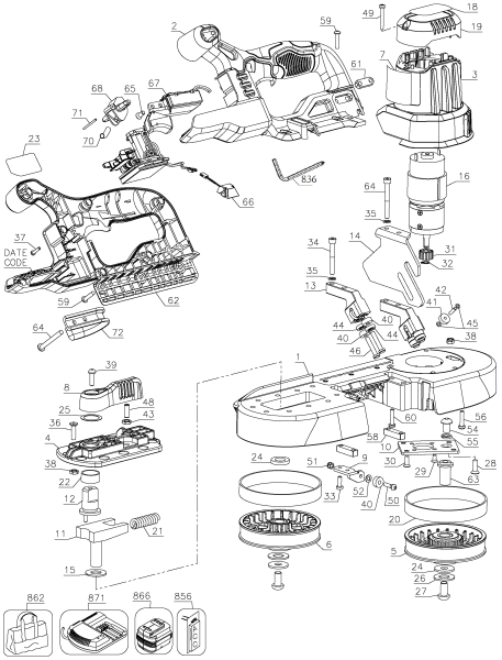 DEWALT Ersatzteile DCS371B Typ: 1 QU