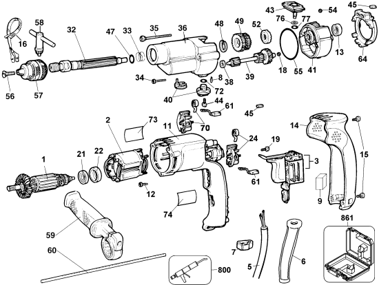 DEWALT Ersatzteile BOHRHAMMER DW505 Typ: 4 QU