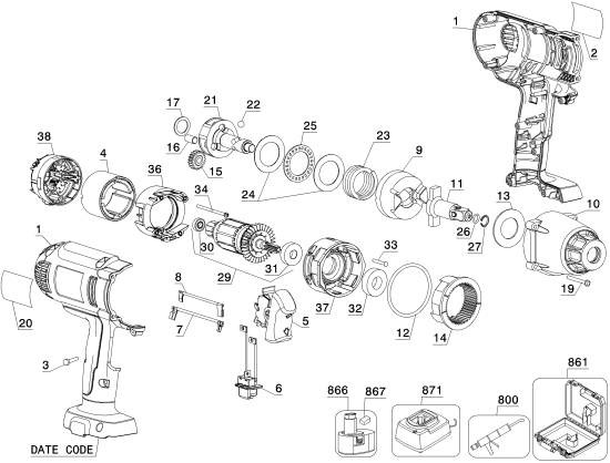 DEWALT Ersatzteile DW059HB Typ: 2 QU