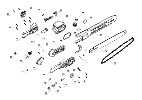 DEWALT Ersatzteile KETTENSÄGE DCPS675B Typ: 1 QUCA