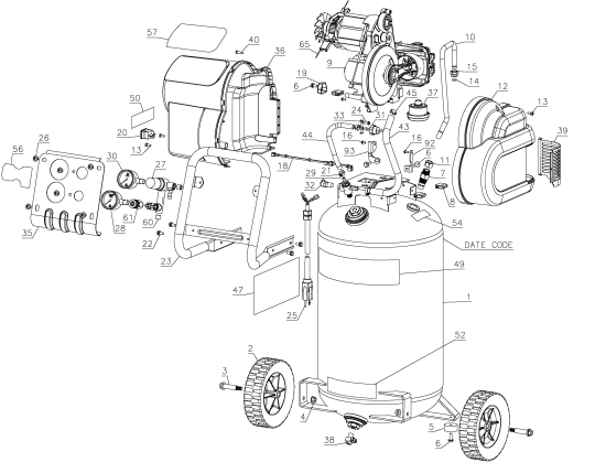 DEWALT Ersatzteile KOMPRESSOR D55168 Typ: 7 QU