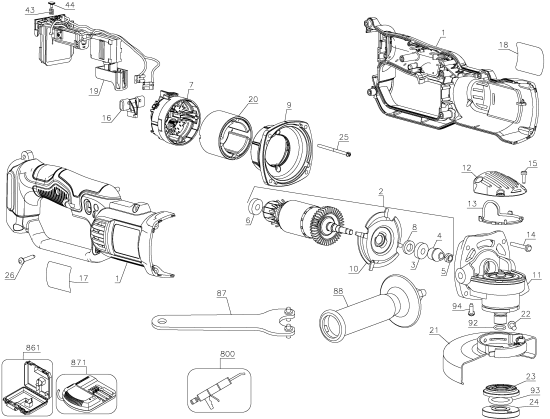 DEWALT Ersatzteile WINKELSCHLEIFER DCG412 Typ: 2 XJ