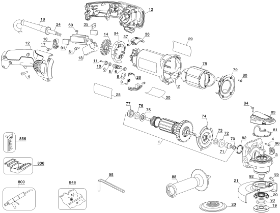 DEWALT Ersatzteile KLEINER WINKELSCHLEIFER D28065 Typ: 2 QU
