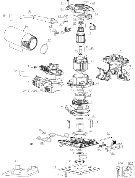 DEWALT Ersatzteile EXZENTERSCHLEIFER DWE6411 Typ: 1 QU