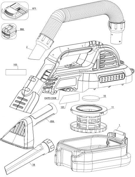 DEWALT Ersatzteile DCV517B Typ: 1 QU