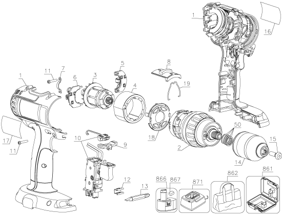 DEWALT Ersatzteile DC725B Typ: 1 QU