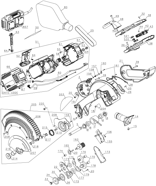 DEWALT Ersatzteile DHS716 Typ: 20 QU