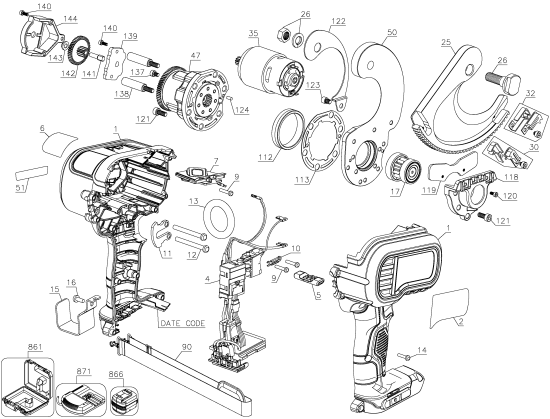 DEWALT Ersatzteile DCE150B Typ: 1 QU