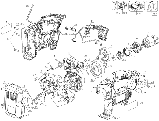 DEWALT Ersatzteile DCS350B Typ: 1 QU