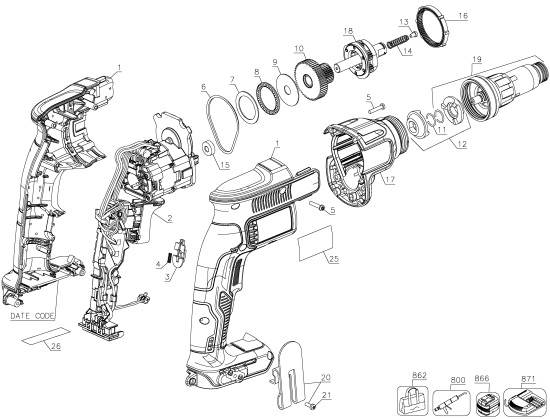 DEWALT Ersatzteile DCF622B Typ: 1 QU