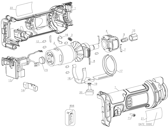 DEWALT Ersatzteile AUSSCHNEIDEWERKZEUG DCS551N Typ: 2 XJ