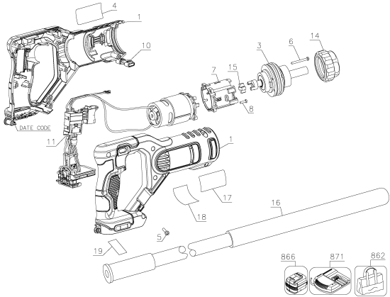DEWALT Ersatzteile DCE531B Typ: 1 QU