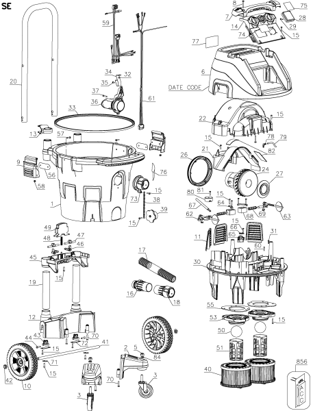 DEWALT Ersatzteile DWV012 Typ: 2 QU
