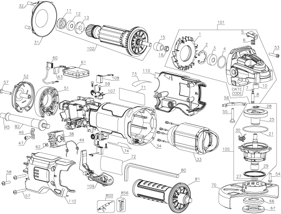 DEWALT Ersatzteile DWE43114N Typ: 1 QU