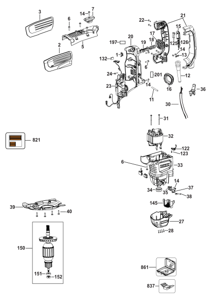 DEWALT Ersatzteile DREHHAMMER D25733K Typ: 2 QU
