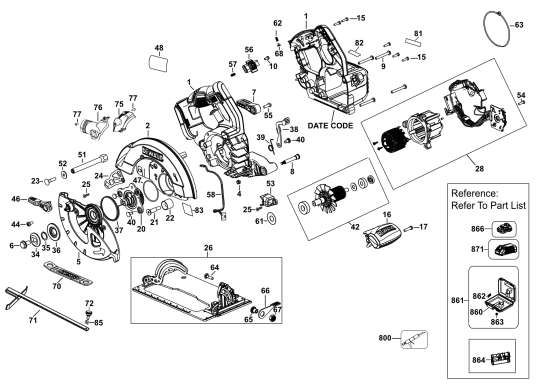 DEWALT Ersatzteile AKKU HANDKREISSÄGE DCS570N Typ: 2 XJ